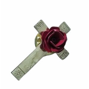 Vintage cross with rose pin